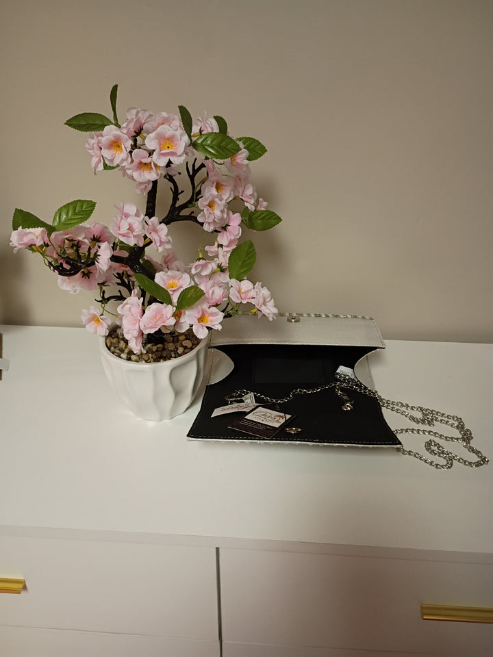 Pearl and Rhinestone Evening Clutch - Silver