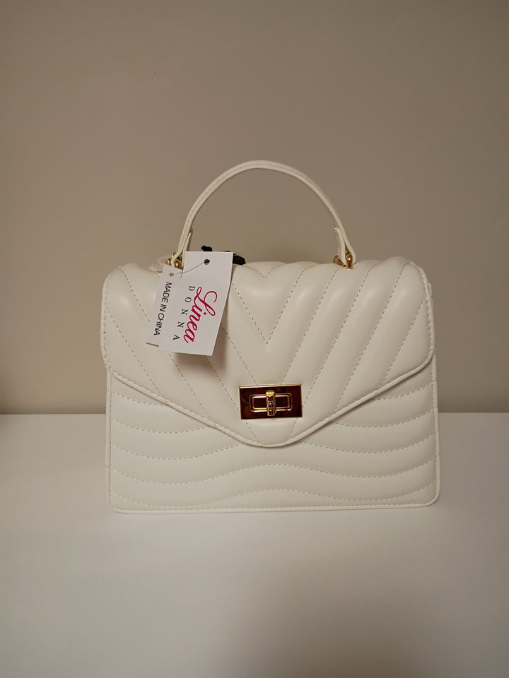 Elegant Linea Donna Ivory Quilted Top Hand Crossbody Bag