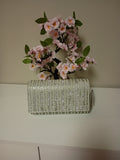 Pearl and Rhinestone Evening Clutch - Silver