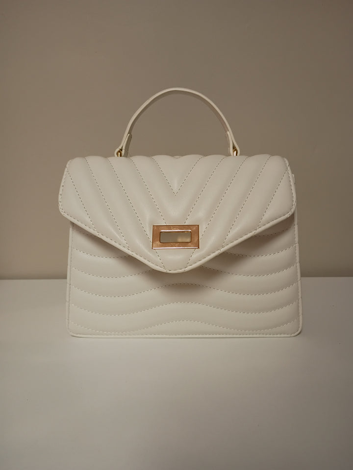 Elegant Linea Donna Ivory Quilted Top Hand Crossbody Bag